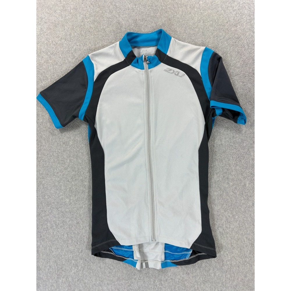 2XU Performance Short Sleeve Full Zip Cycling Jersey (Men's Medium) Gray
